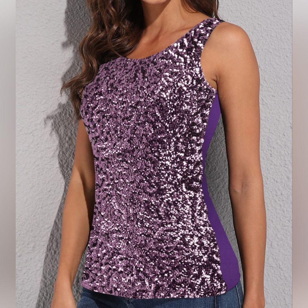 Like New Jessica Size‎ Small (6-8) Sleeveless Purple Sequin Front Tank Top